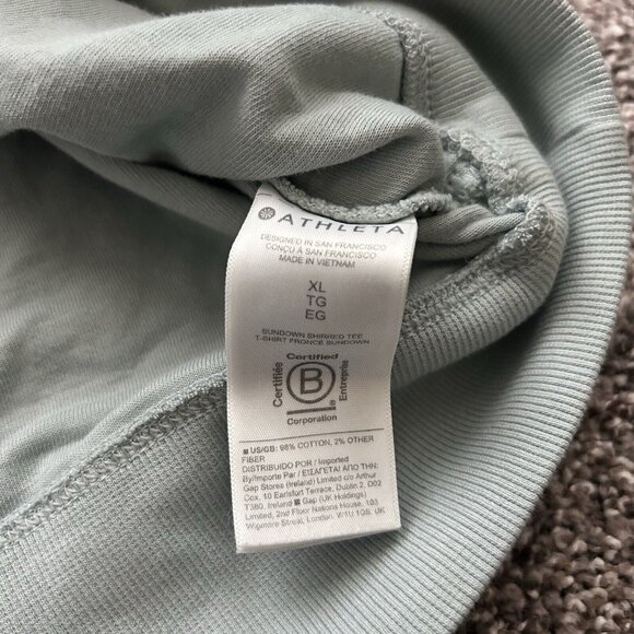 Athleta Sundown Shirred Short Sleeve Sweatshirt XL Coast Grey - Picture 6 of 12